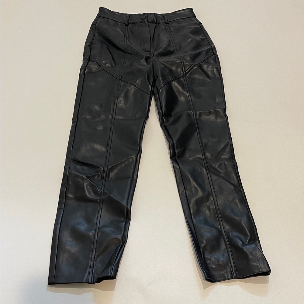 Aritzia Wilfred Rebel Black Faux Leather High rise Slim fit Pants